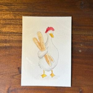 Original Watercolour "Two Baguettes" Unframed